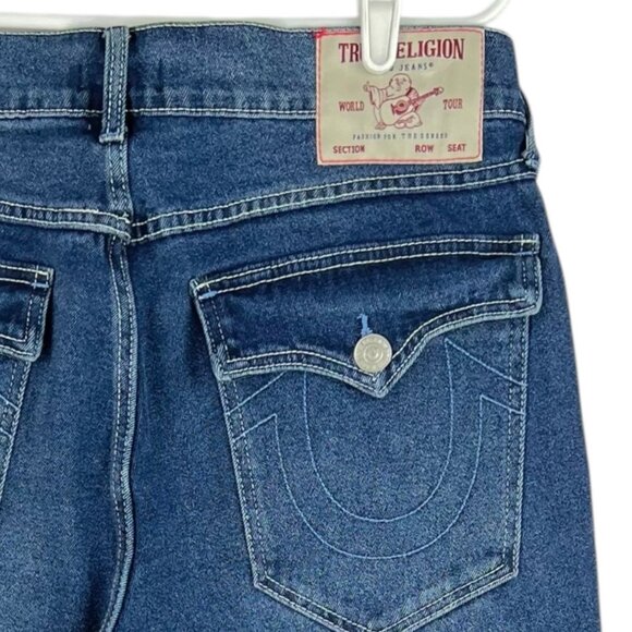 True Religion Men's Geno Relaxed SN Flap Slim Fit Blue Denim Jeans 33x32 NWT - Picture 4 of 12